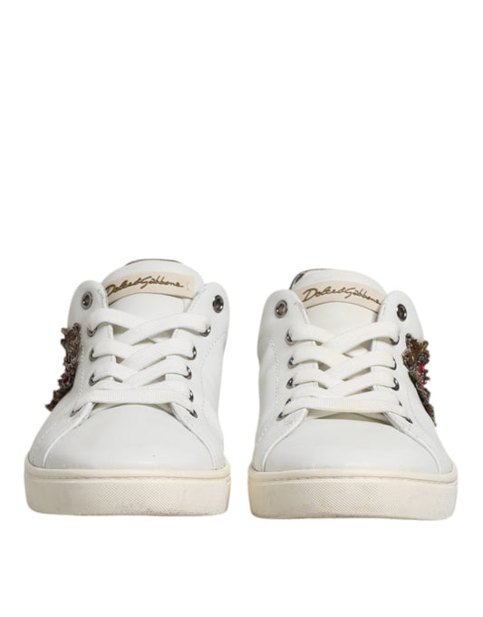 White Silver Sacred Heart Men Sneakers Shoes
