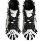 Black White Studded Low Top Sneakers Shoes