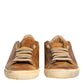 Brown Leather Low Top Men Sneakers Shoes