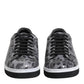 Gray Leather Leopard Low Top Sneakers Shoes