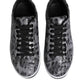 Gray Leather Leopard Low Top Sneakers Shoes