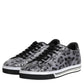 Gray Leather Leopard Low Top Sneakers Shoes