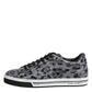 Gray Leather Leopard Low Top Sneakers Shoes