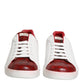 White Red Leather Lace Up Sneakers Shoes