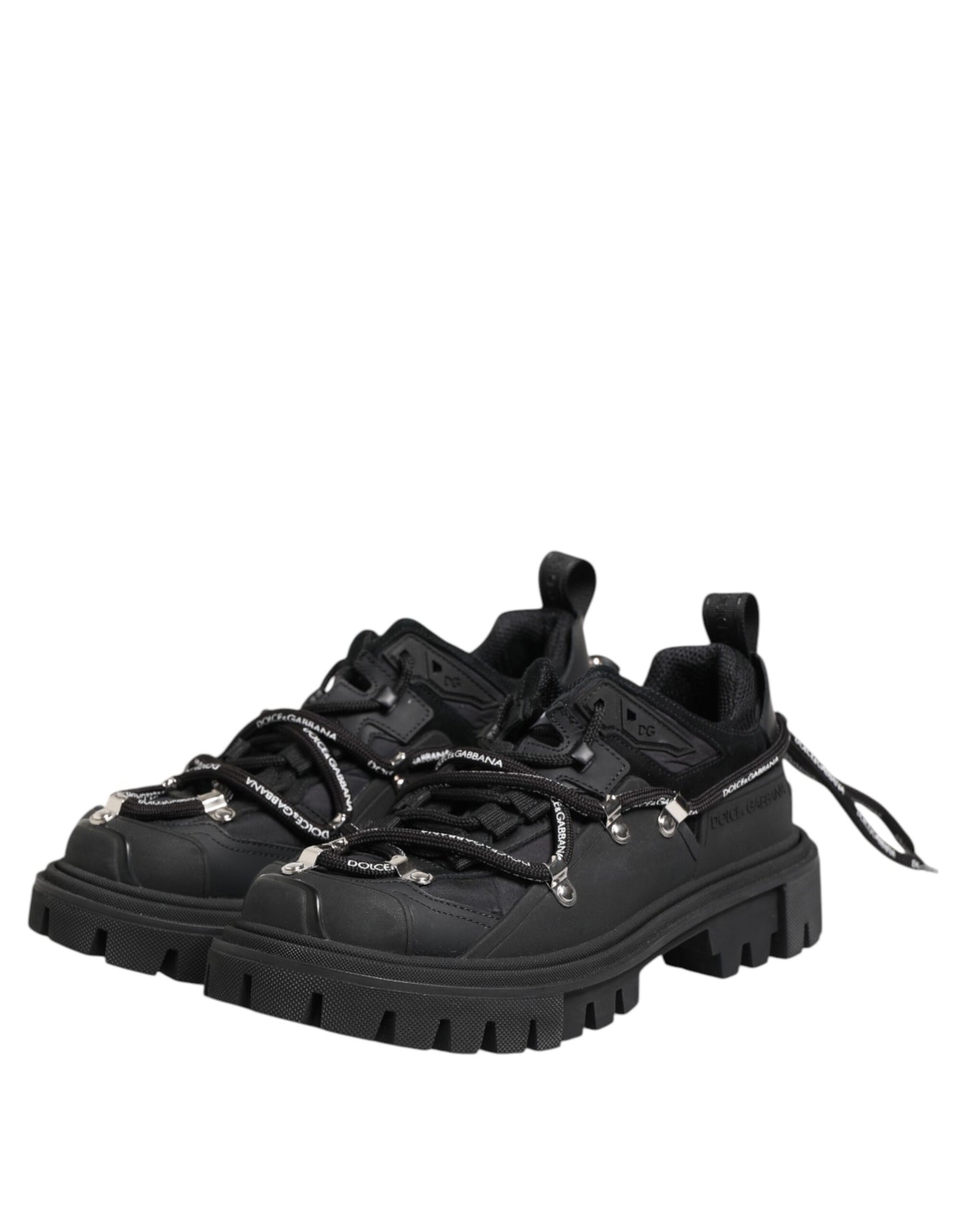 Black Low Top Lace Up Trekking Sneakers Shoes