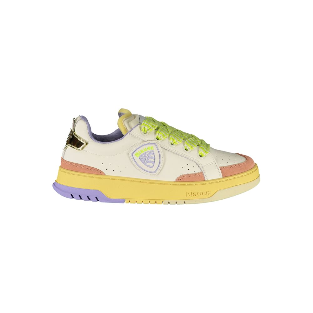 White Polyurethane Women Sneaker