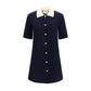 Blue Cotton Casual Dress