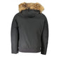 Gray Cotton Men Jacket with Hood and Removable Fur