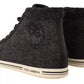 Gray Wool Cotton Casual High Top Sneakers