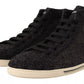 Gray Wool Cotton Casual High Top Sneakers