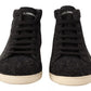 Gray Wool Cotton Casual High Top Sneakers