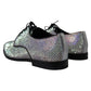 Silver Leather Rhinestones Derby Shoes