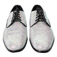 Silver Leather Rhinestones Derby Shoes