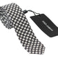 Elegant Black White Silk Necktie