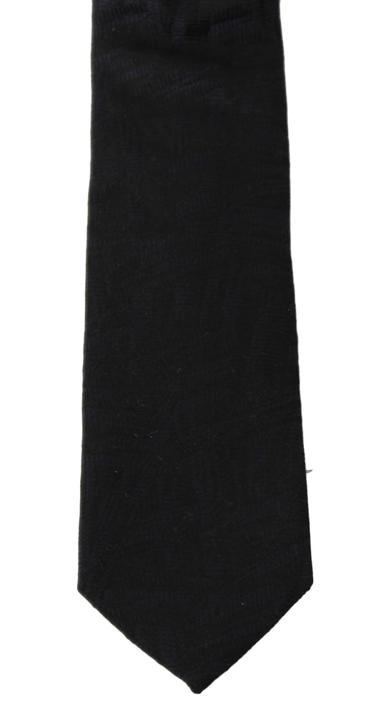 Elegant Black Knitted Silk Necktie