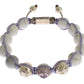 Elegant Silver Purple CZ & Howlite Bracelet