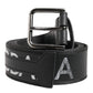 Black Polyester Leather Metal Buckle Belt