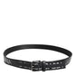 Black Polyester Leather Metal Buckle Belt