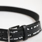 Black Polyester Leather Metal Buckle Belt