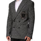 Black White Double Breasted Men Suit Blazer