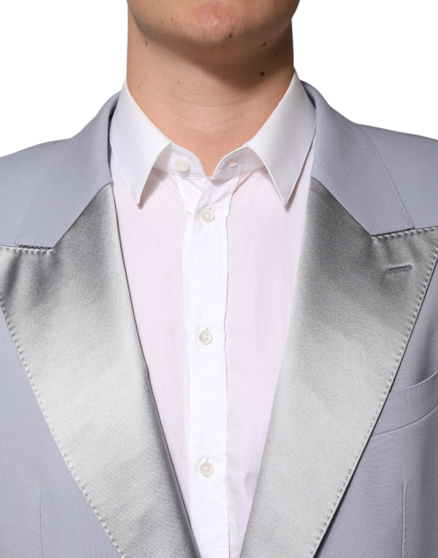 Gray Wool Single Breasted Men Suit Blazer