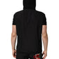 Black Sleeveless Hooded Logo Plaque Jacket