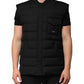 Black Sleeveless Parka Logo Plaque Jacket