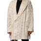 Beige Polyester Logo Monogram Coat Jacket