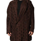 Brown Polyester Logo Monogram Coat Jacket