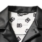 Black Polyester Button Down Biker Jacket