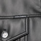 Black Polyester Button Down Biker Jacket
