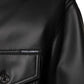 Black Polyester Button Down Biker Jacket