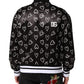 Black Polyester Heart Print Bomber Jacket