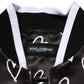 Black Polyester Heart Print Bomber Jacket