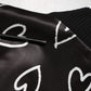 Black Polyester Heart Print Bomber Jacket