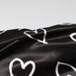 Black Polyester Heart Print Bomber Jacket