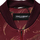 Maroon Peacock Feather Print Bomber Jacket
