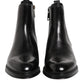 Black Chelsea Leather Mid Calf Boots Shoes