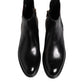 Black Chelsea Leather Mid Calf Boots Shoes