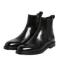 Black Chelsea Leather Mid Calf Boots Shoes
