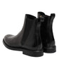 Black Chelsea Leather Mid Calf Boots Shoes