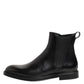 Black Chelsea Leather Mid Calf Boots Shoes