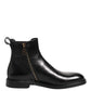 Black Chelsea Leather Mid Calf Boots Shoes