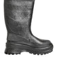 Metallic Gray Pull On Rain Boots Shoes