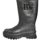 Metallic Black Pull On Rain Boots Shoes