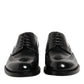 Black Leather Derby Wingtip Formal Shoes