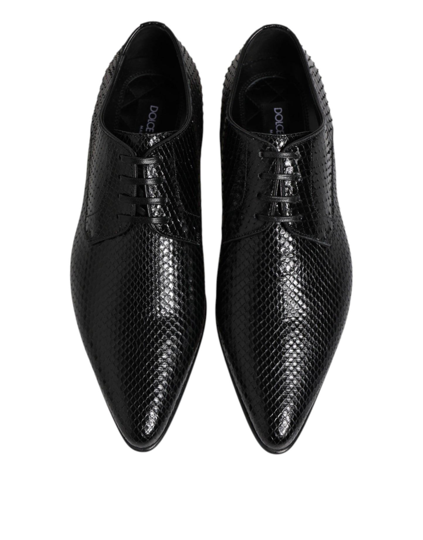 Black Exotic Leather Lace Up Derby Shoes