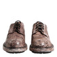 Brown Leather Distressed Brogue Lace Up Shoes