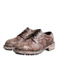 Brown Leather Distressed Brogue Lace Up Shoes