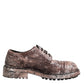 Brown Leather Distressed Brogue Lace Up Shoes